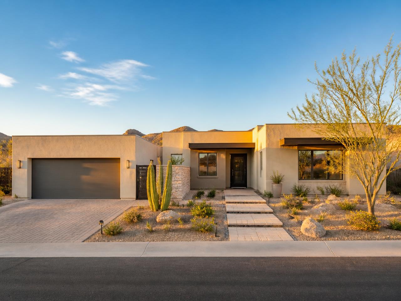 Renovated Scottsdale property exterior at golden hour